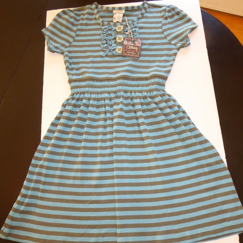 Matilda Jane Girl Dress Size 10 Truest Compass Lap Striped Dress